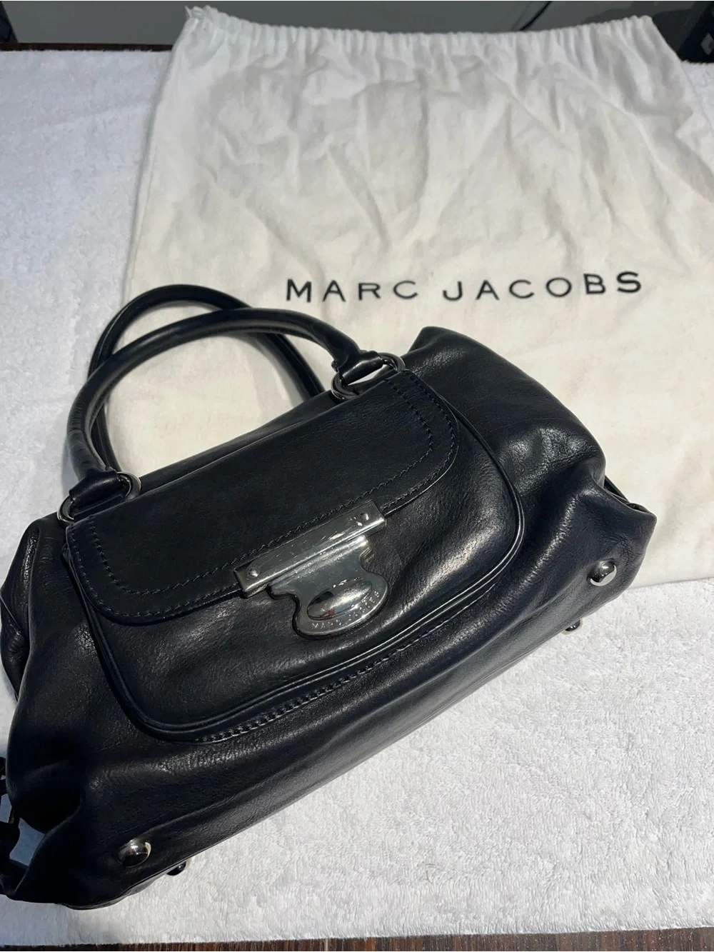 Marc Jacobs Black Leather Hobo Handbag